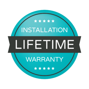 Lifetime warranty badge with stars.